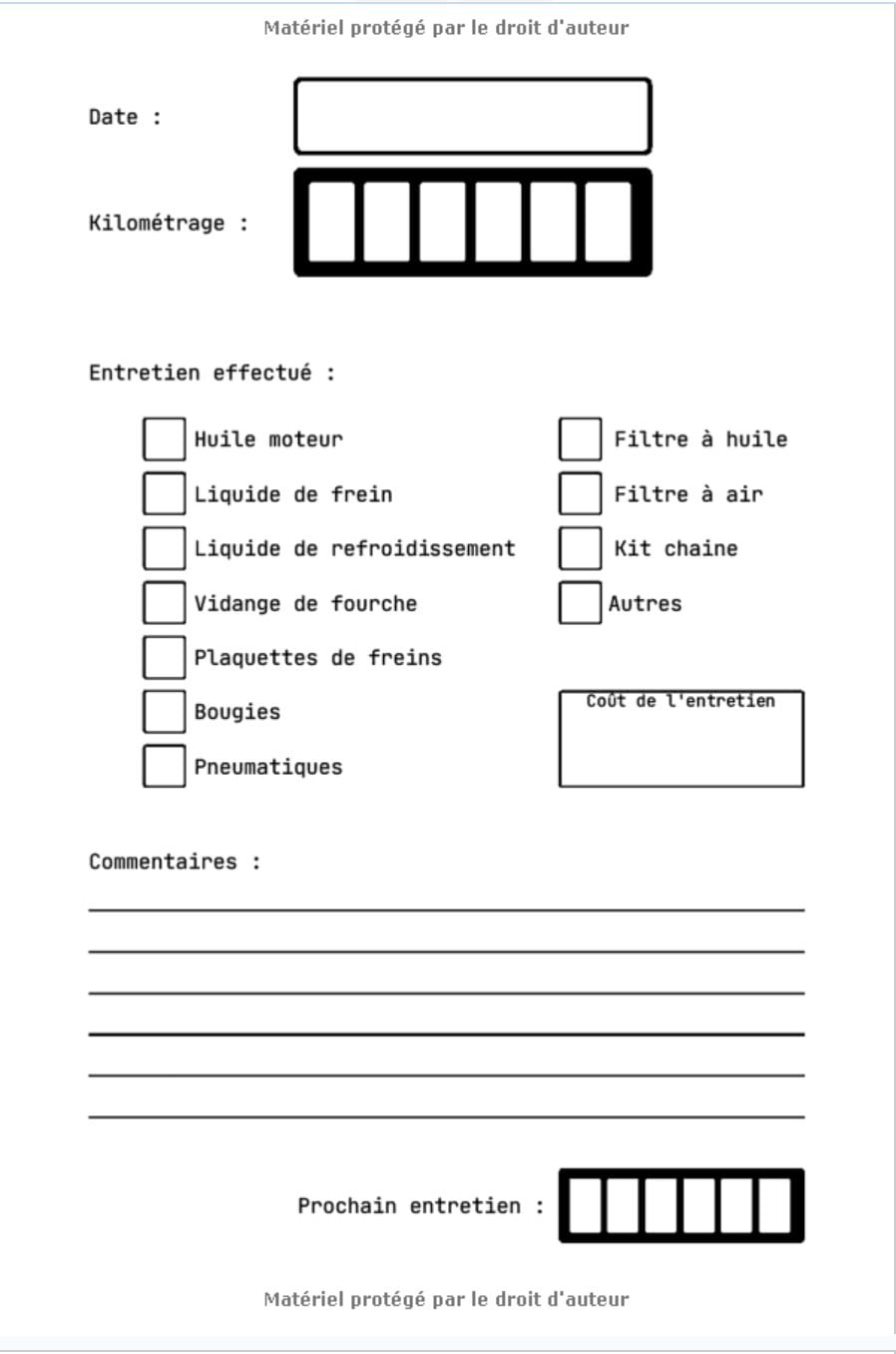 Carnet d'entretien moto : pour rouler en toute sécurité - 100 pages Format 15 x 22 cm