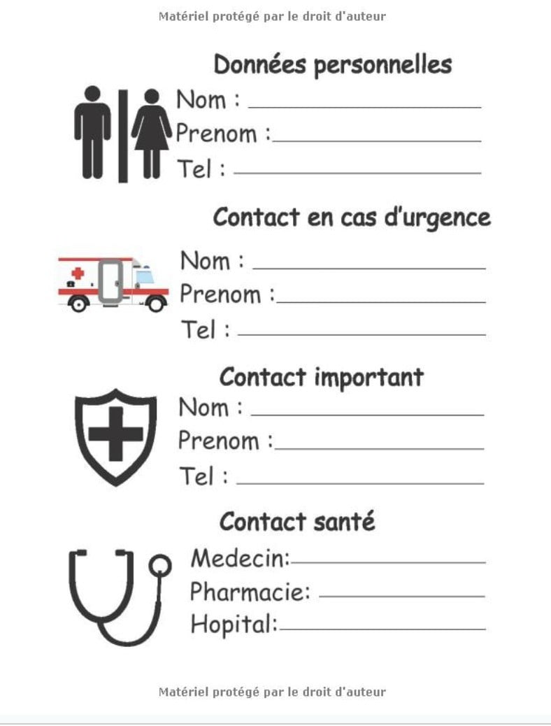 Carnet de suivi de douleurs - evaluation de la douleur - 153 pages Format A4 - Made in France