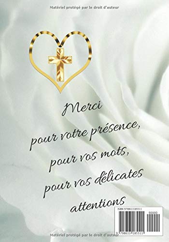 Livre d’or de baptême Pour fille ou garçon - papier blanc cassé - 80 pages Format 18 x 25 cm - Fabriqué en France