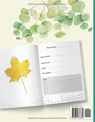 Herbier fleurs, plantes + de 100 pages avec fiches à remplir - 109 pages Format A4