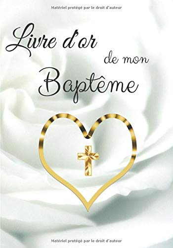 Livre d’or de baptême Pour fille ou garçon - papier blanc cassé - 80 pages Format 18 x 25 cm - Fabriqué en France