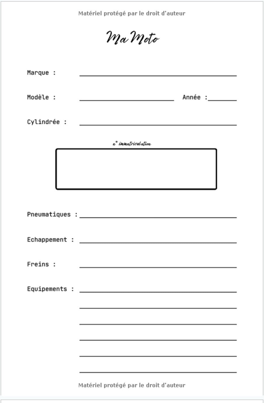Carnet d'entretien moto : pour rouler en toute sécurité - 100 pages Format 15 x 22 cm