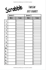 Scrabble Carnet de Score : Livret avec tableaux à remplir - 120 pages - Format 15 x 22 cm