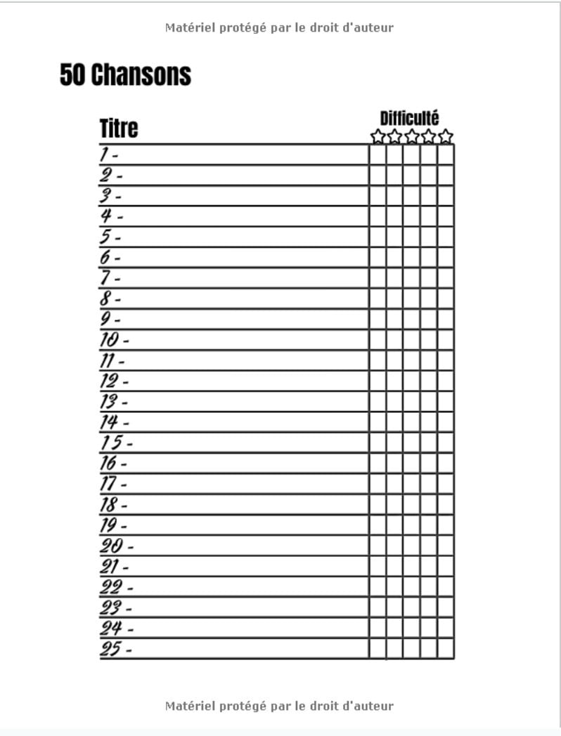 Cahier de musique UKULELE Grilles d'accords - Tablatures - Notes - Paroles (106 pages Format A4)