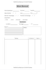 CARNET ENTRETIEN BONSAÏ : pour suivi et soins des bonsaïs - 100 pages Format 15 x 22 cm - Fabriqué en France