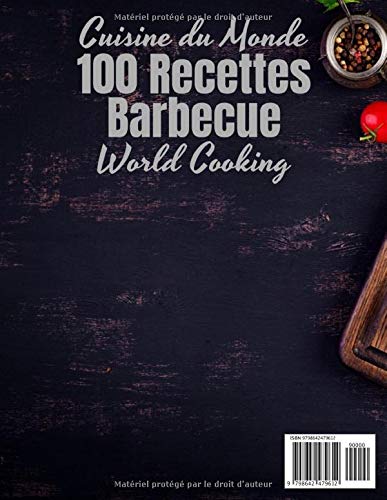 100 RECETTES BARBECUE Cuisine du Monde à compléter - 106 pages - Grand Format 21,6cm x 27,9cm