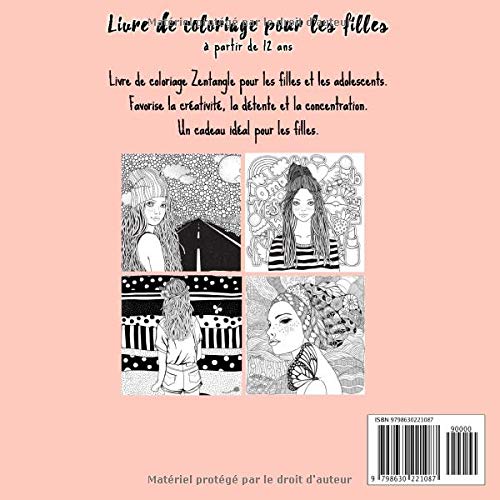 Livre de coloriage pour filles et adolescentes à partir de 12 ans - 103 pages Format 21,5 x 21,5 cm