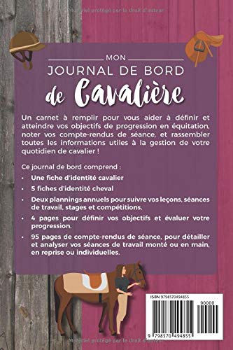 Carnet d'équitation - Journal de Bord de Cavalière - 120 pages Format 15 x 22 cm