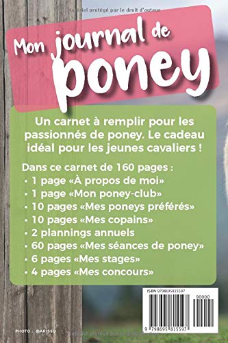 Carnet d'équitation à remplir pour enfant - Journal de Poney - 120 pages Format 15 x 22 cm