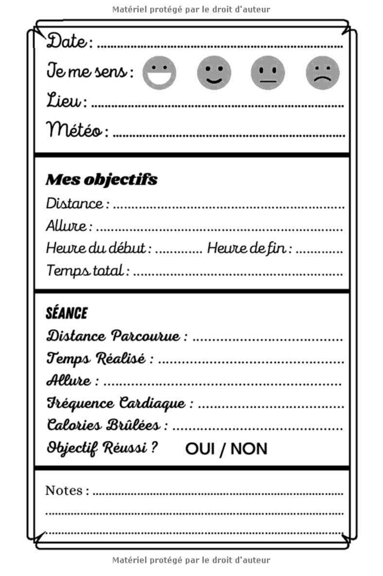 Carnet de Running : Livre de Course à Pied à Remplir - Bilan, Objectifs, Calendrier - 107 pages - 15 x 22 cm