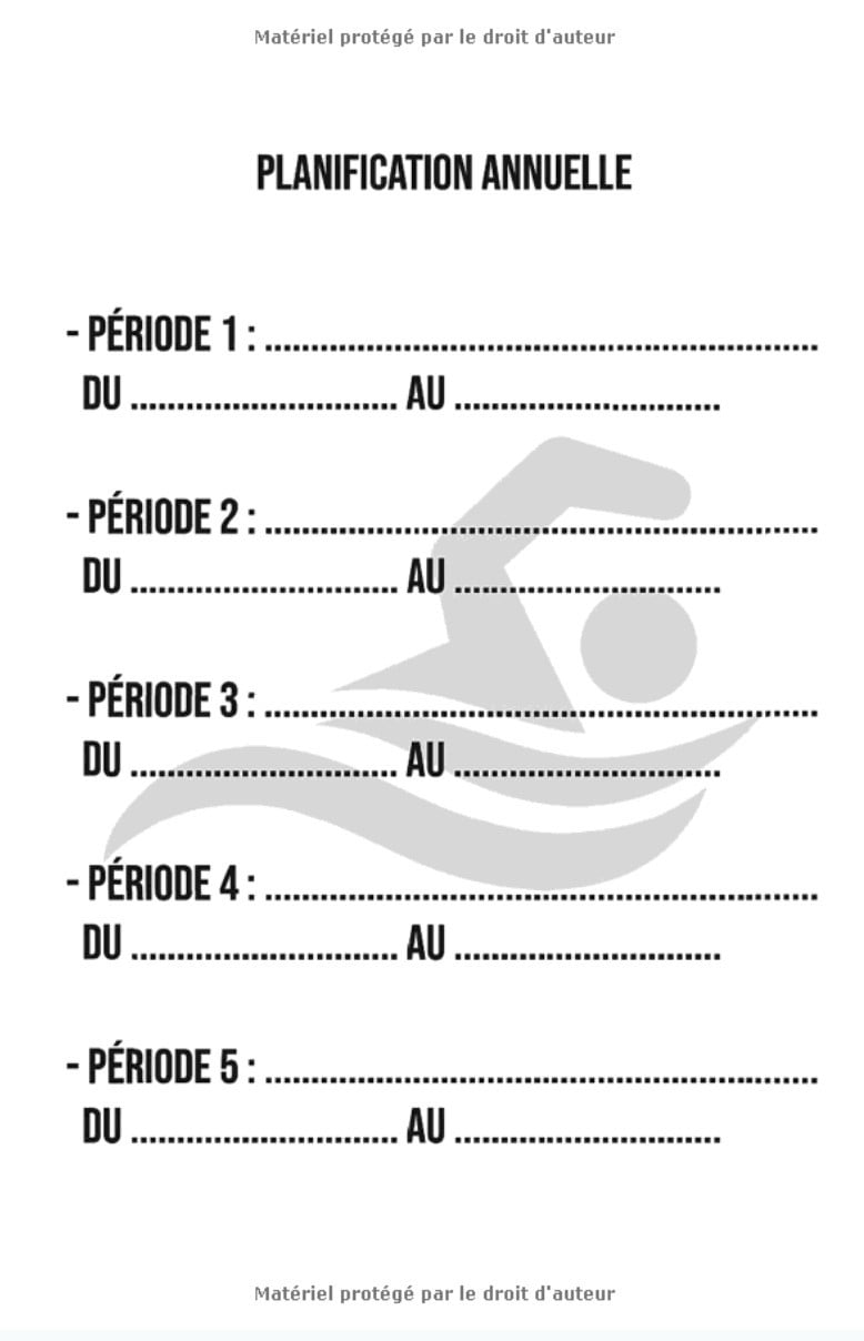 Carnet d'entraînement de natation : 140 pages Format 15 x 22 cm - Fabriqué en France