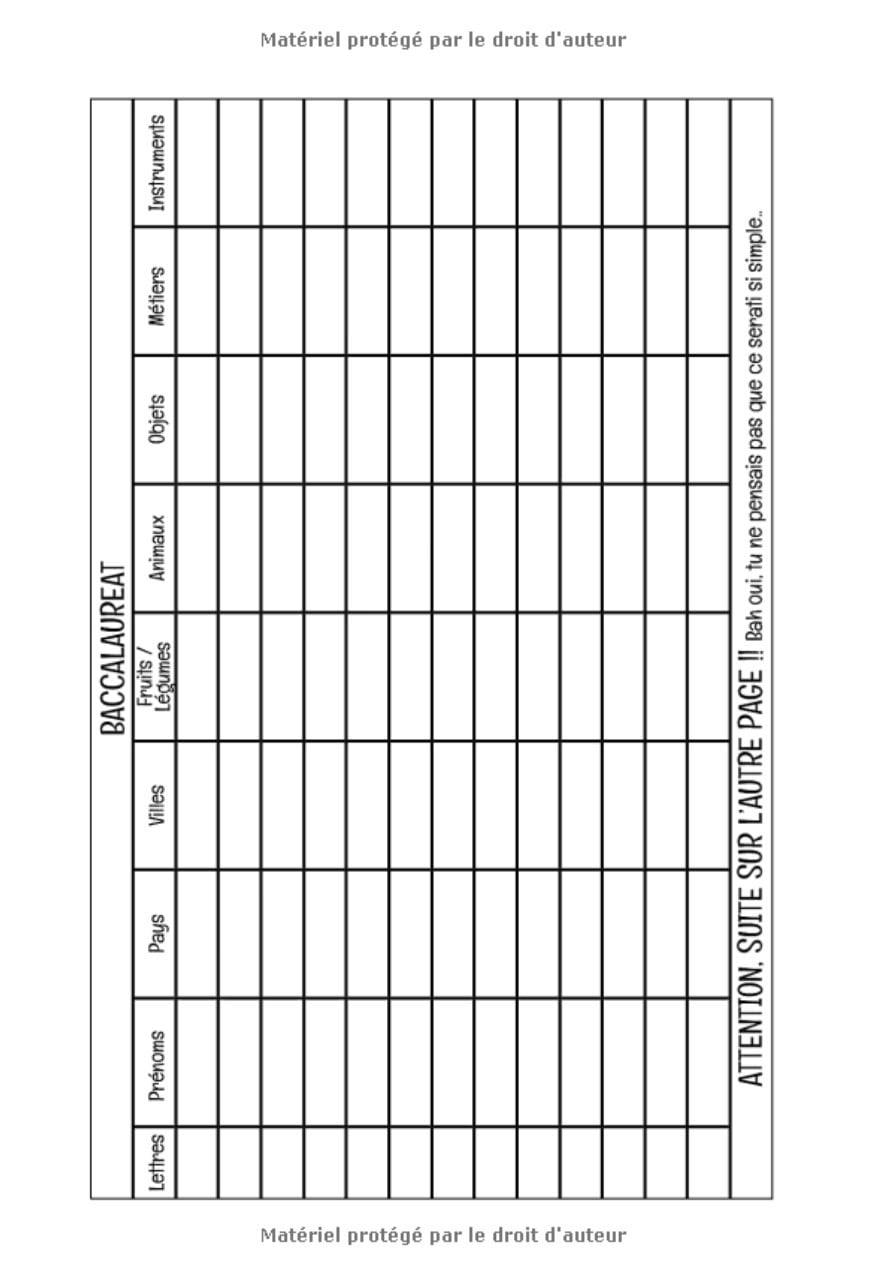BACCALAUREAT jeu de société 50 Feuilles de scores - Noir et Blanc - 100 Pages Crème - Format 21 x 29,7 cm