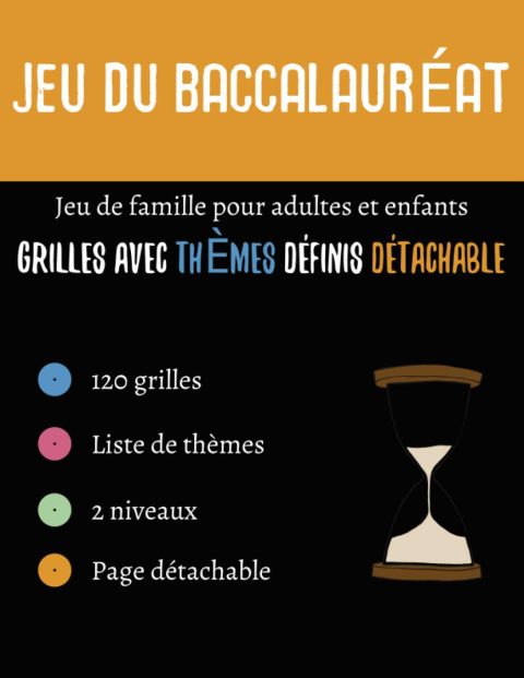 JEU DU BACCALAUREAT - Jeu de famille pour adultes et enfants - grilles avec thèmes détachable - 129 pages Format A4