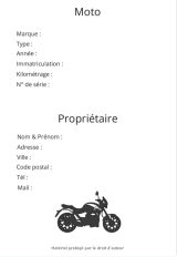 Carnet entretien Moto - 100 pages pré-remplie - Format 15 x 22 cm