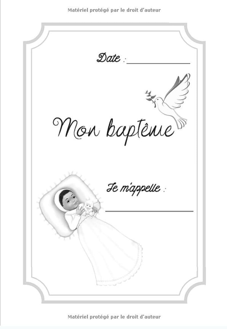 Livre d’or de baptême Pour fille ou garçon - papier blanc cassé - 80 pages Format 18 x 25 cm - Fabriqué en France