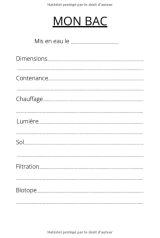 Carnet d'entretien d'un aquarium d'eau douce "aquascaping" - 116 pages Format 15 x 22 cm