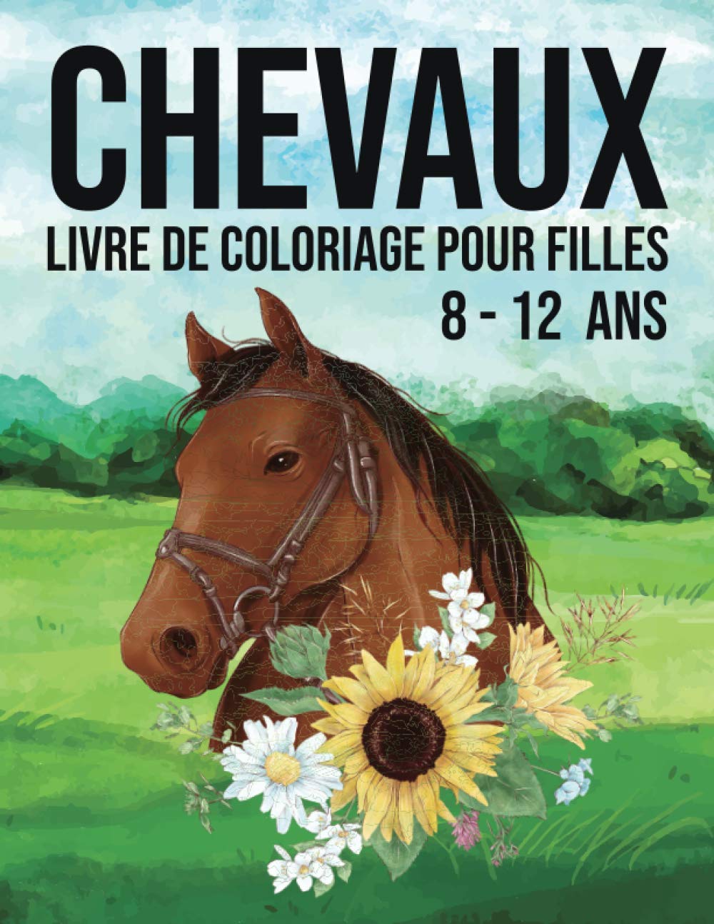 Livre de coloriage cheval chevaux pour enfant 8-12 ans - 120 pages Format A4