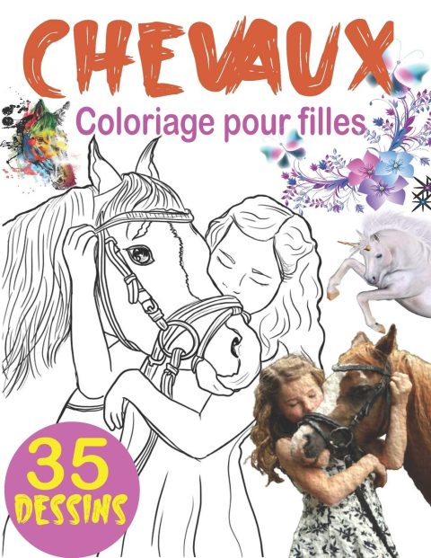 Coloriage Chevaux pour enfants : 8 ans et plus - 70 pages - Grand Format A4