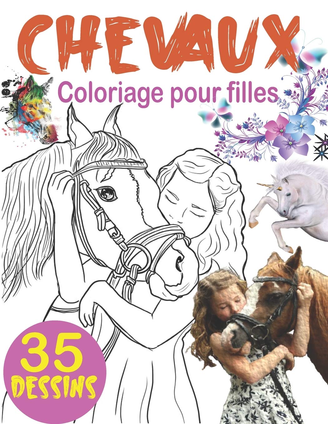 Coloriage Chevaux pour enfants : 8 ans et plus - 70 pages - Grand Format A4