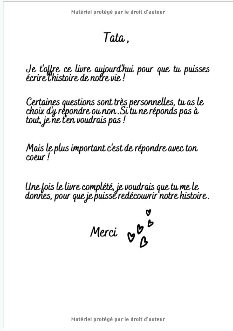 Tata raconte moi ton histoire : Journal de mémoire à compléter - 60 pages Format A4 - Fabriqué en France