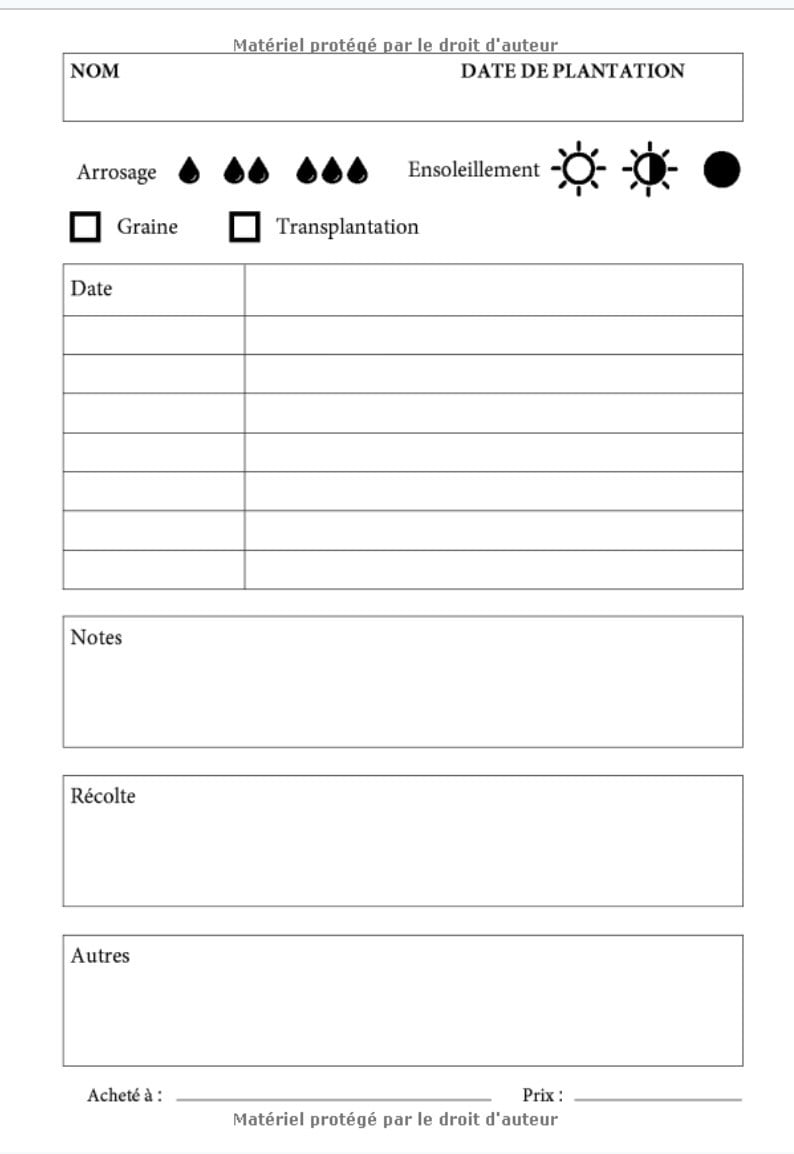 CARNET DE JARDINIER à remplir - Pour tous les jardiniers, débutants ou experts - 18 x 25 cm - 120 pages