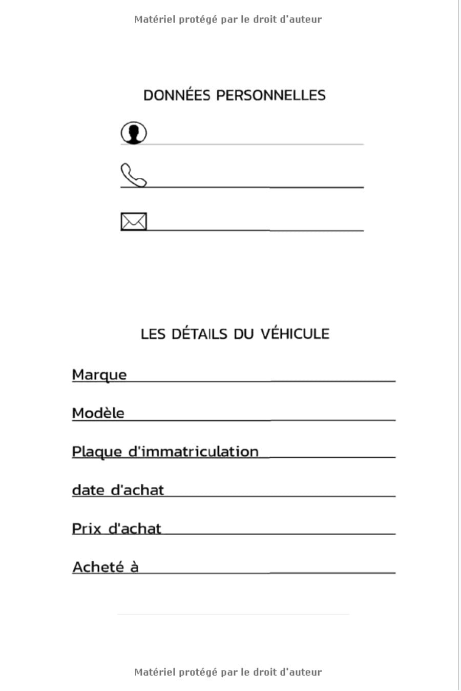 Carnet d'entretien voiture tout constructeur avec pages préfabriquées - 111 pages - Format 15 x 22 cm