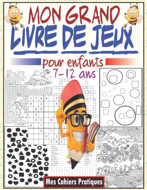 Livre de jeux pour enfants 7-12 ans : labyrinthes, sudoku, mots cachés - 80 pages Format A4