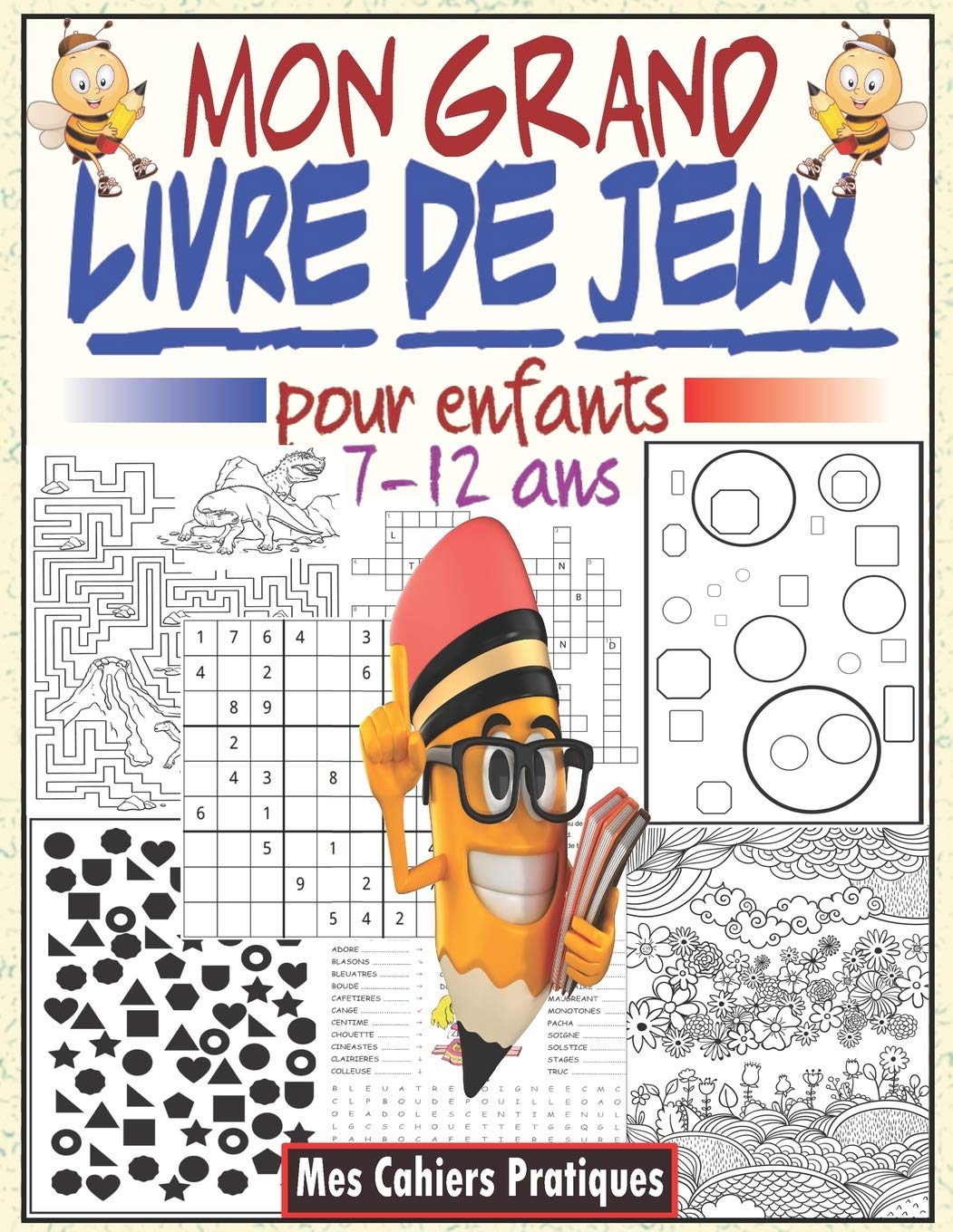 Livre de jeux pour enfants 7-12 ans : labyrinthes, sudoku, mots cachés - 80 pages Format A4