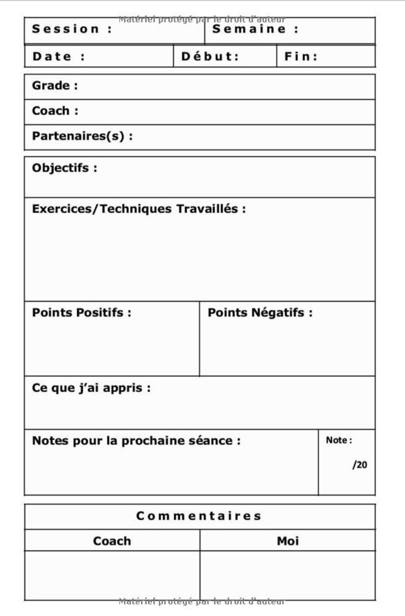 Carnet de Karaté suivi d’entraînements à remplir - 122 pages Format 15 x 22 cm