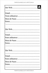 Carnet Alphabétique de Mots de Passe : identifiants, adresse email, courriel, codes ... 105 pages - Format A5