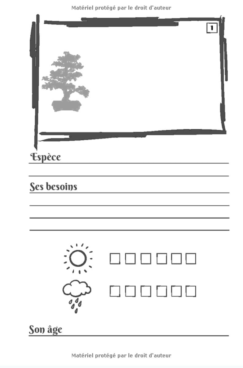 Mes bonsaïs carnet de suivi - 90 pages Format 15 x 22 cm - Fabriqué en France