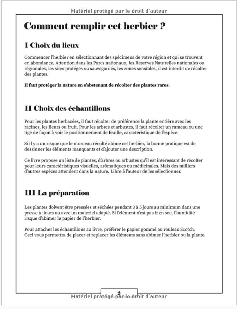 Herbier à remplir - récolter jusqu'à 55 spécimens avec illustrations et termes botaniques - 122 pages Format A4