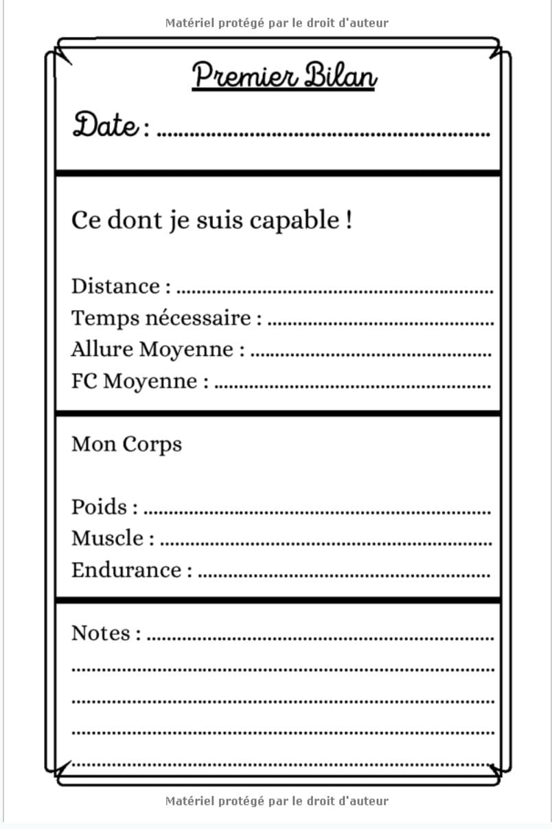 Carnet de Running : Livre de Course à Pied à Remplir - Bilan, Objectifs, Calendrier - 107 pages - 15 x 22 cm