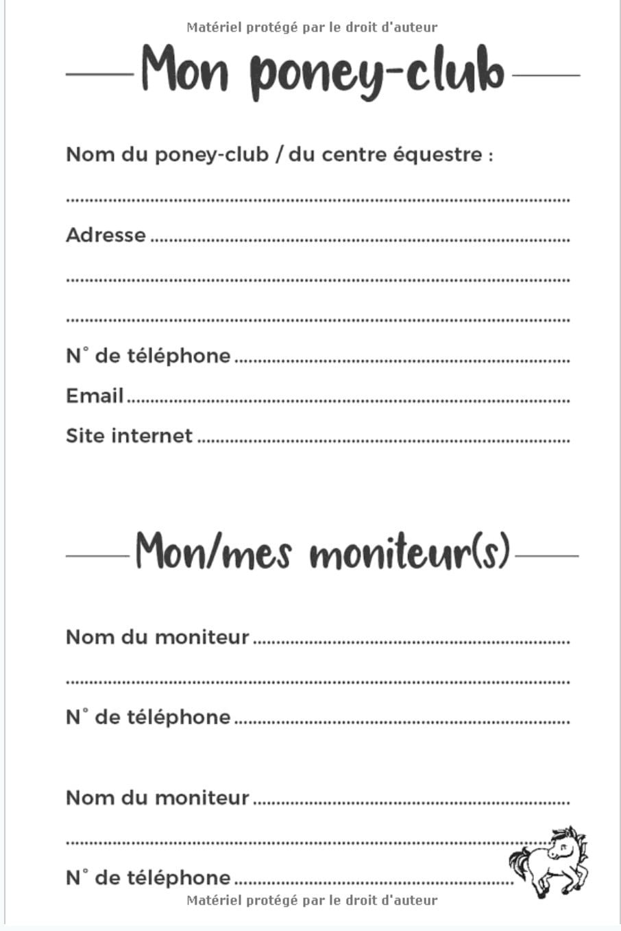 Carnet d'équitation à remplir pour enfant - Journal de Poney - 120 pages Format 15 x 22 cm