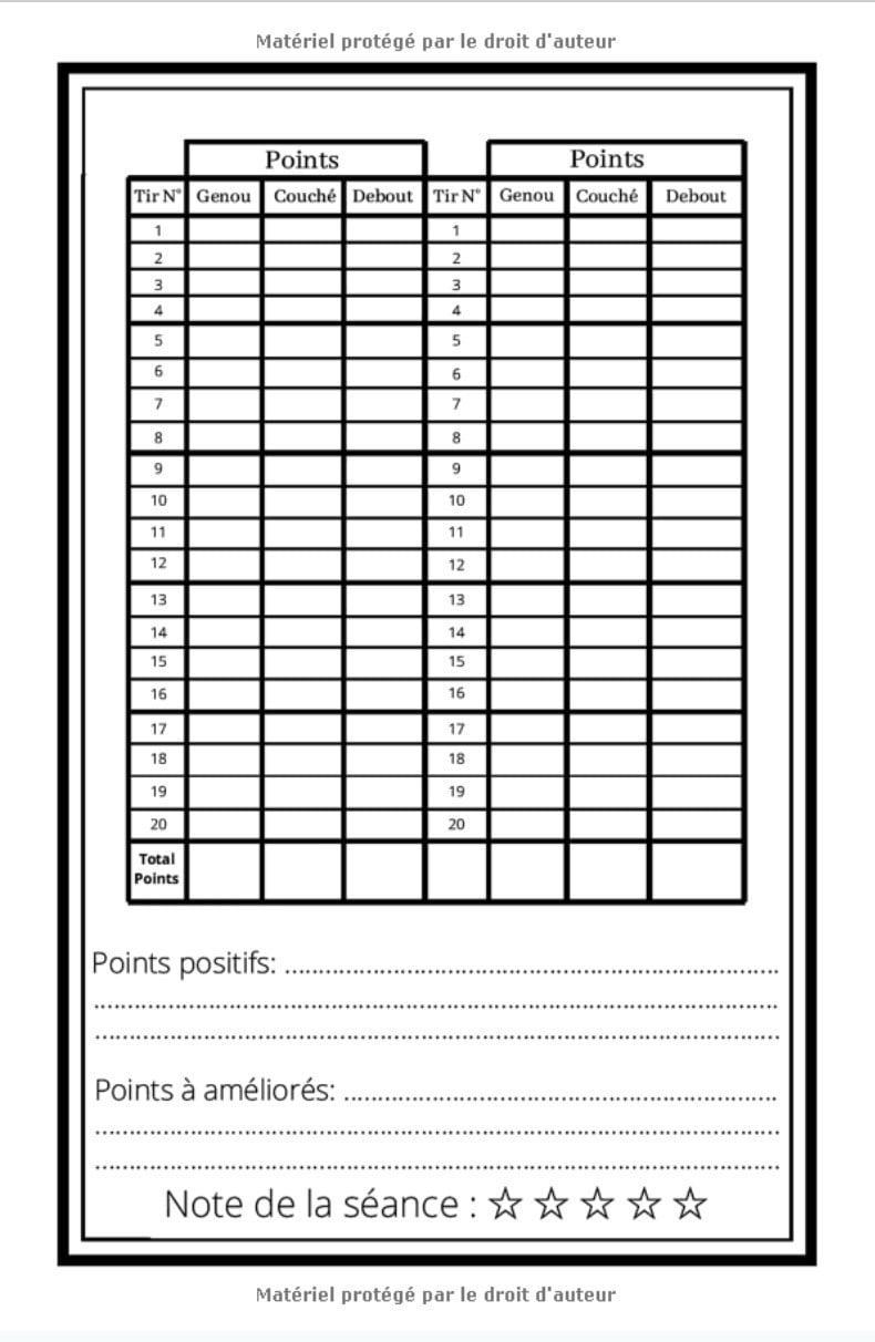 CARNET DE TIR sportif pour suivi d'entrainement - 15,24 x 22,86 cm - 105 pages