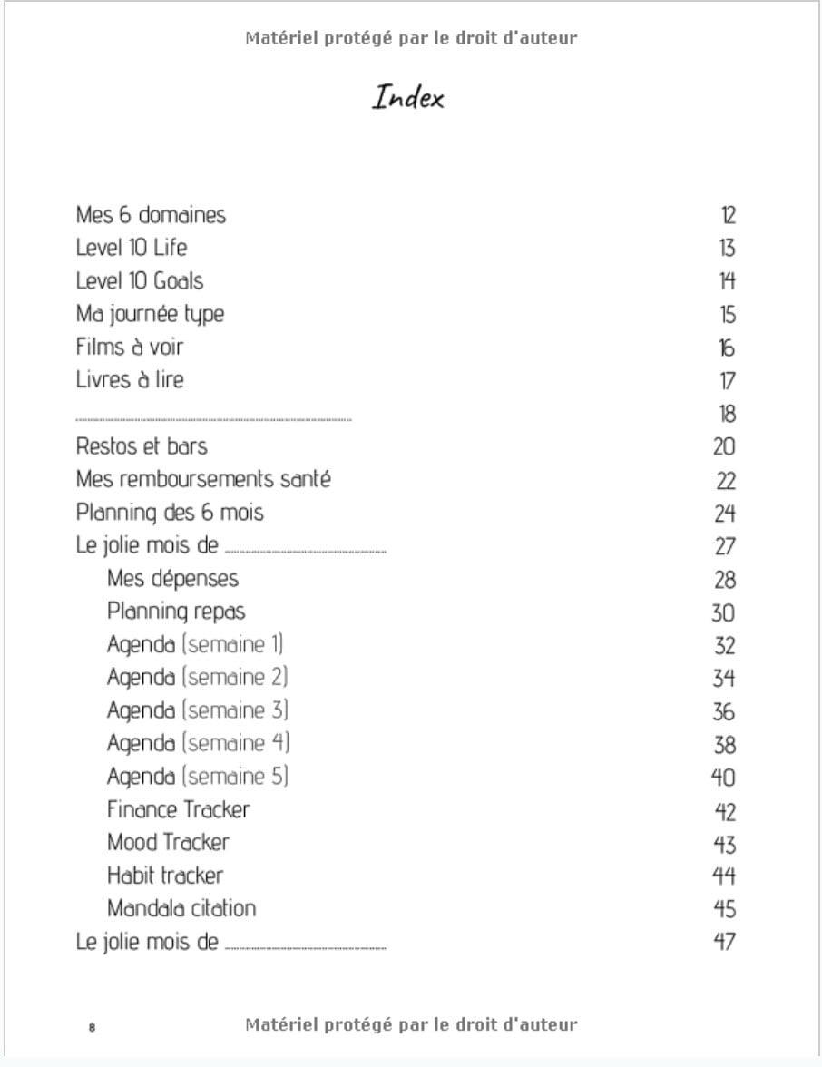 Bullet Journal : Agenda intemporel pré-rempli - format 21,59 cm x 27,94 cm - 150 pages