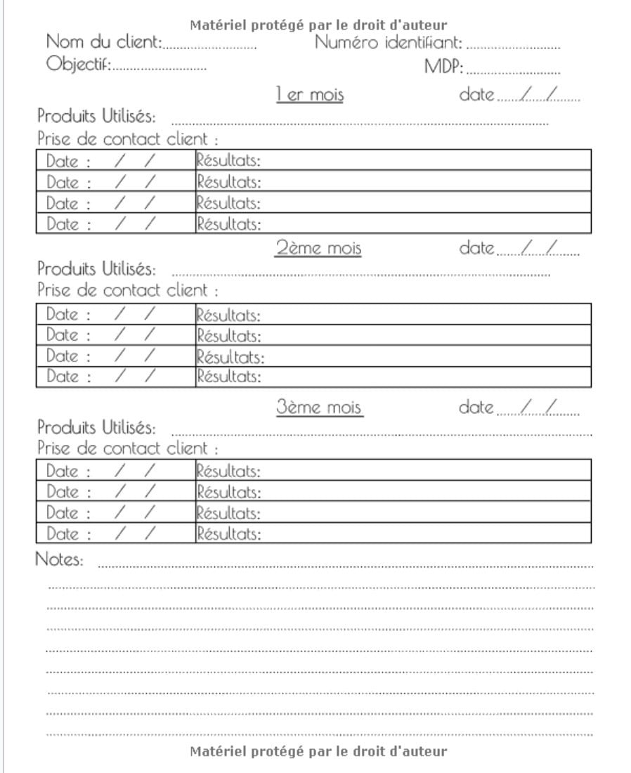 Carnet de suivi Clients : clientèle pour conseillère Beauté - 100 pages 19 x 23 cm