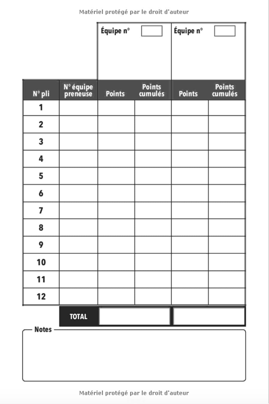 Carnet de Scores Belote : Tableau pour Noter les Points de vos Parties - 106 pages Format 15 x 22 cm