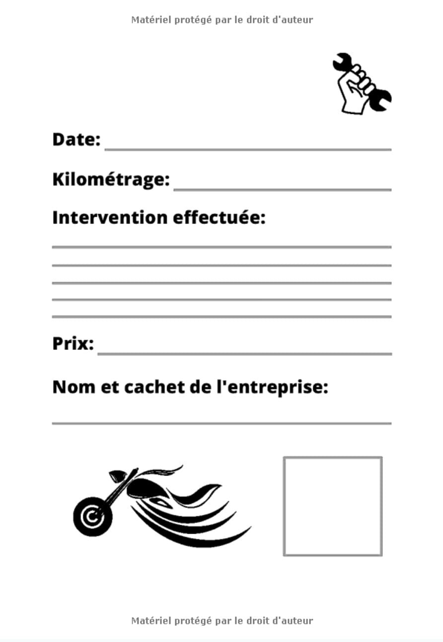 Carnet d'entretien moto - Notez vos réparations et entretiens - 101 pages - 18 x 25 cm