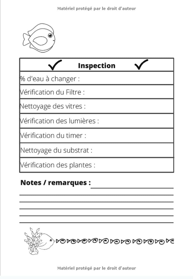 Carnet d'Entretien pour Aquarium : Suivi et maintenance de votre aquarium - 121 pages - 18 x 25 cm