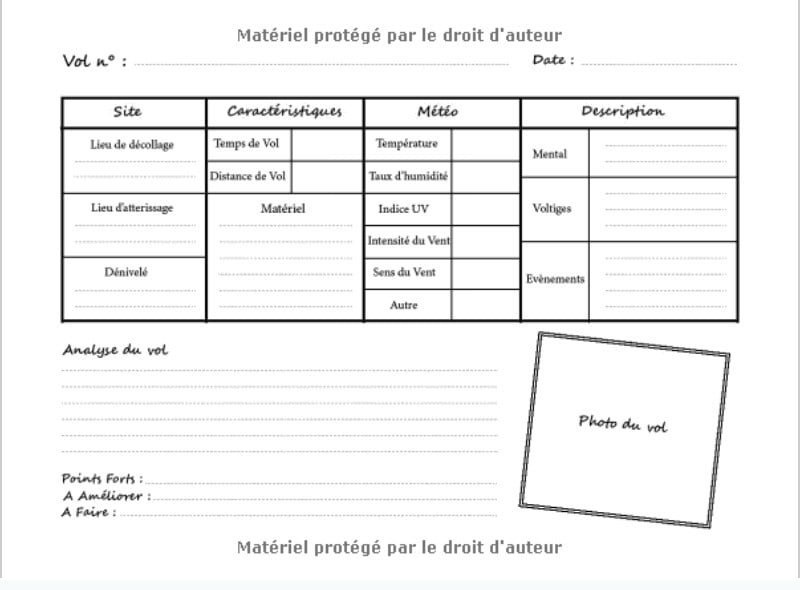 Carnet de vol en parapente - journal à remplir 20,9 cm x 15,2 cm (100 pages)