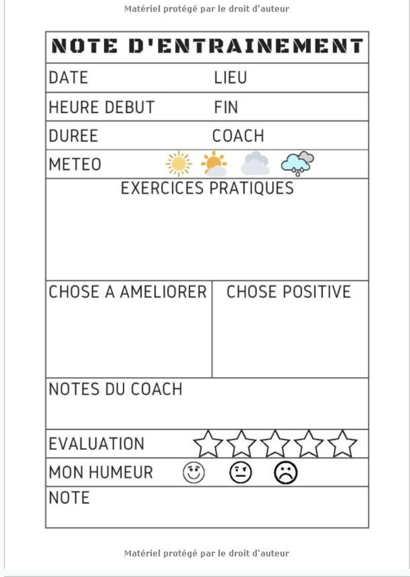 Carnet de Rugby - Journal de bord & notes entraînements - 100 pages - 18 x 25 cm - Fabriqué en France
