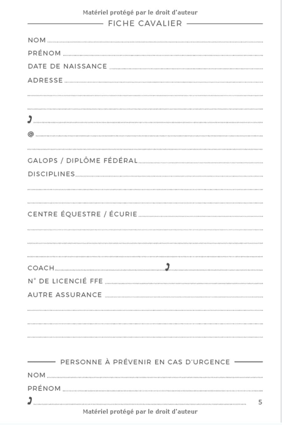 Carnet d'équitation - Journal de Bord de Cavalière - 120 pages Format 15 x 22 cm