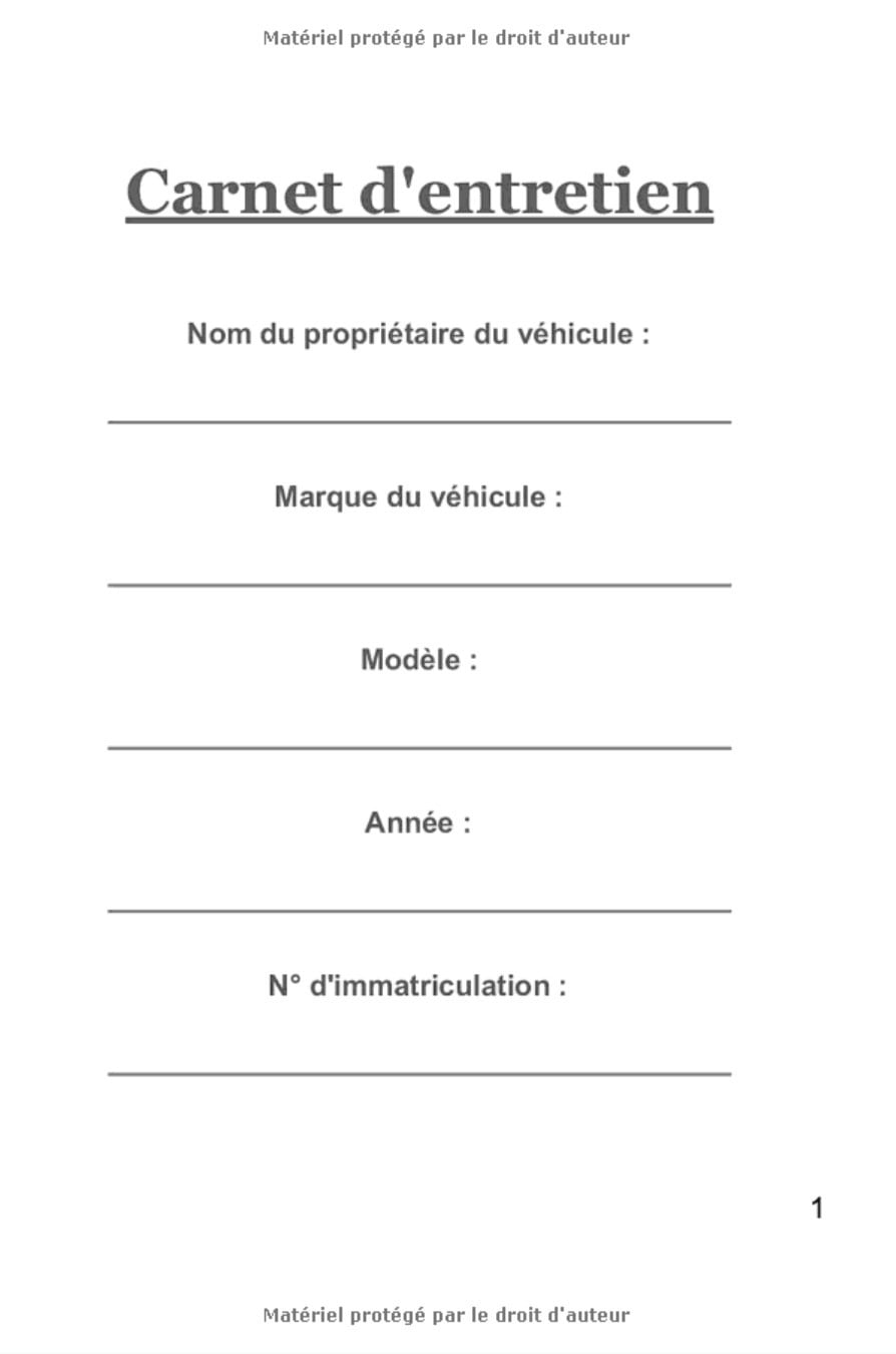 Carnet d'entretien moto avec pages préfabriquées - 100 pages Format 15 x 22 cm