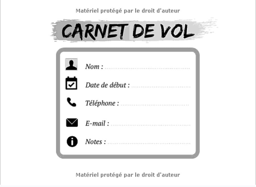 Carnet de vol ULM pour pilotes amateurs et confirmés - ULM, Avion, Planeur, ascension ballon - 102 pages format 20 x 15 cm