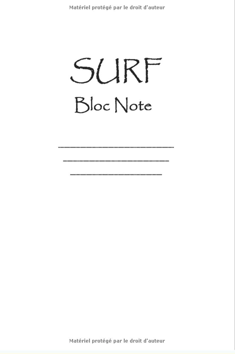 Surf carnet de notes - 120 pages Format 15 x 22 cm - Imprimé en France