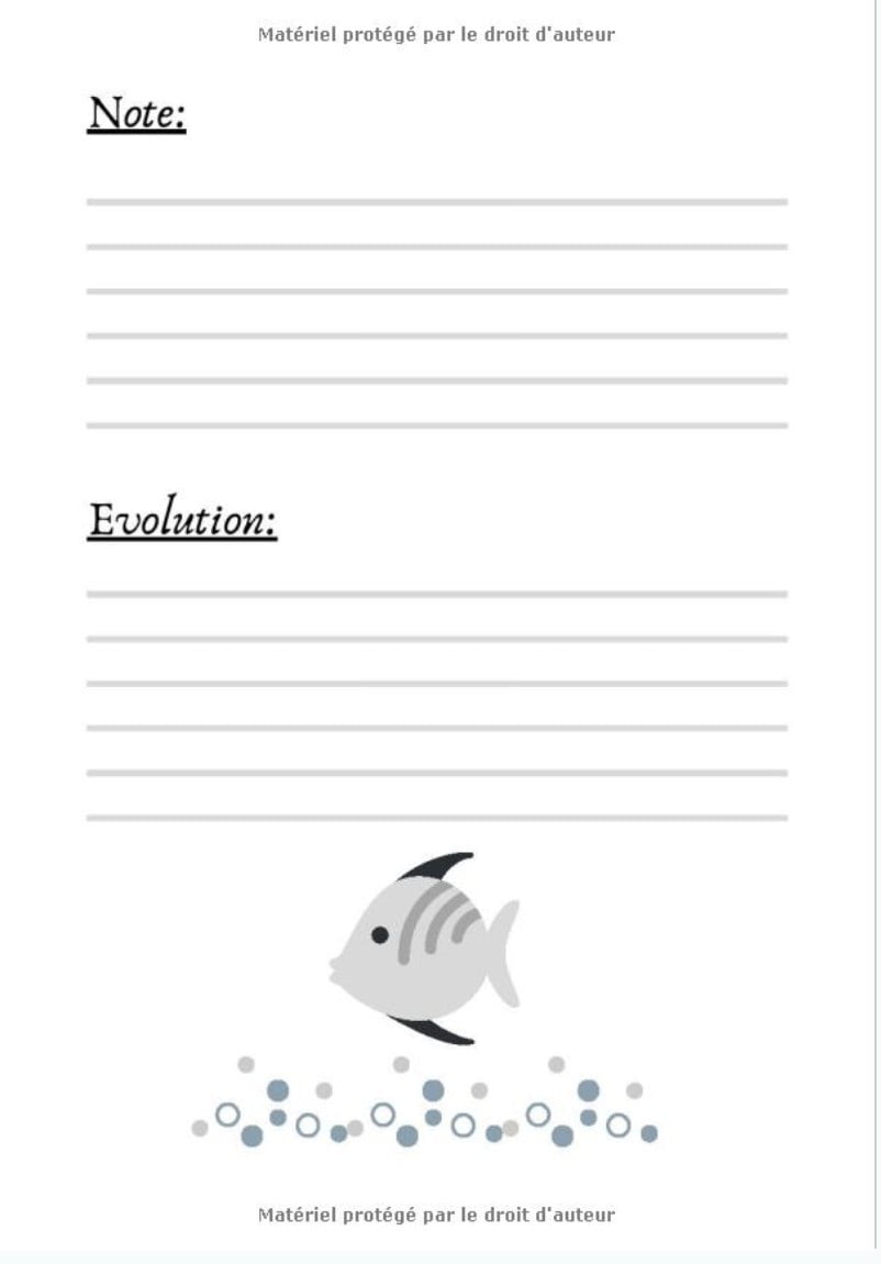 Carnet d'entretien et maintenance de votre aquarium - Qualité de l'eau et santé de vos poissons - 100 pages - 18 x 25 cm