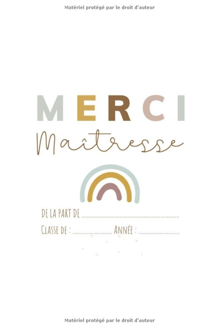 Merci Maîtresse pour cette année - Carnet de notes - ‎15.24 x 22.86 cm ‎50 pages