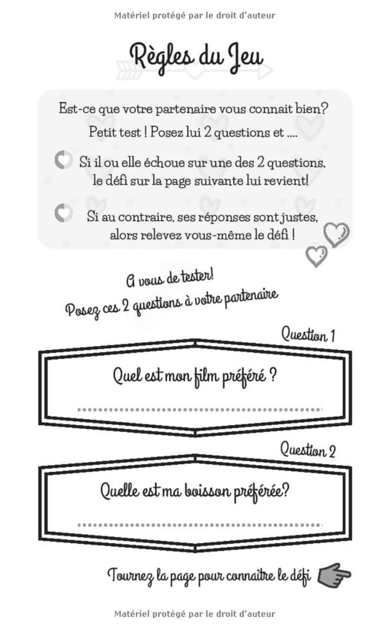 Jeu de Couple Questions et Défis pour Pimenter votre Vie de Couple - Cadeau Original pour Saint Valentin, Mariage, Anniversaire - 99 pages 15x22cm