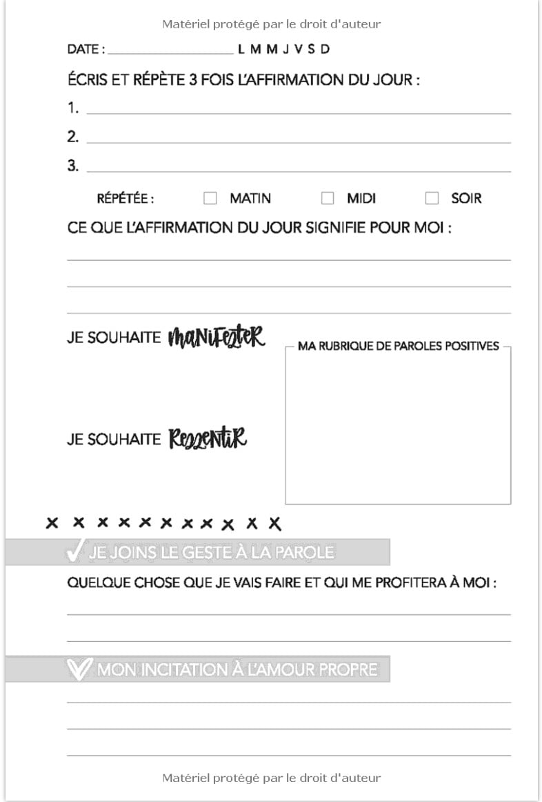 Affirmations positives - Journal pour femmes - 106 pages 15x22cm